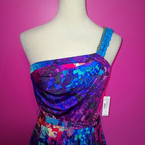 Bisou Bisou Y2K Beaded Shoulder Multicolor Cocktail Dress (NWT!!!) - Picture 3 of 9